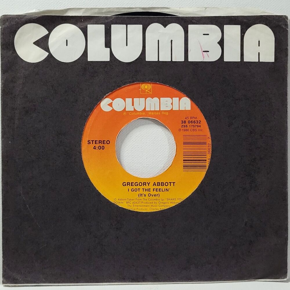 Gregory Abbott 45 I Got The Feelin' / Rhyme And Reason on Columbia VG+ Soul